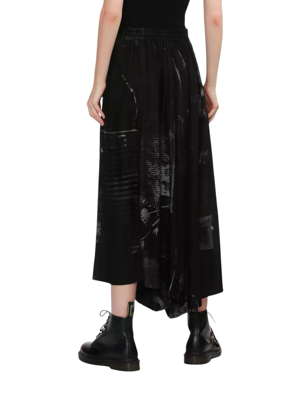 Y’s Yohji Yamamoto FW25 Cupro Abstract Print Ruched Side Waist Flowy Trousers 2 - Picture 3 of 14